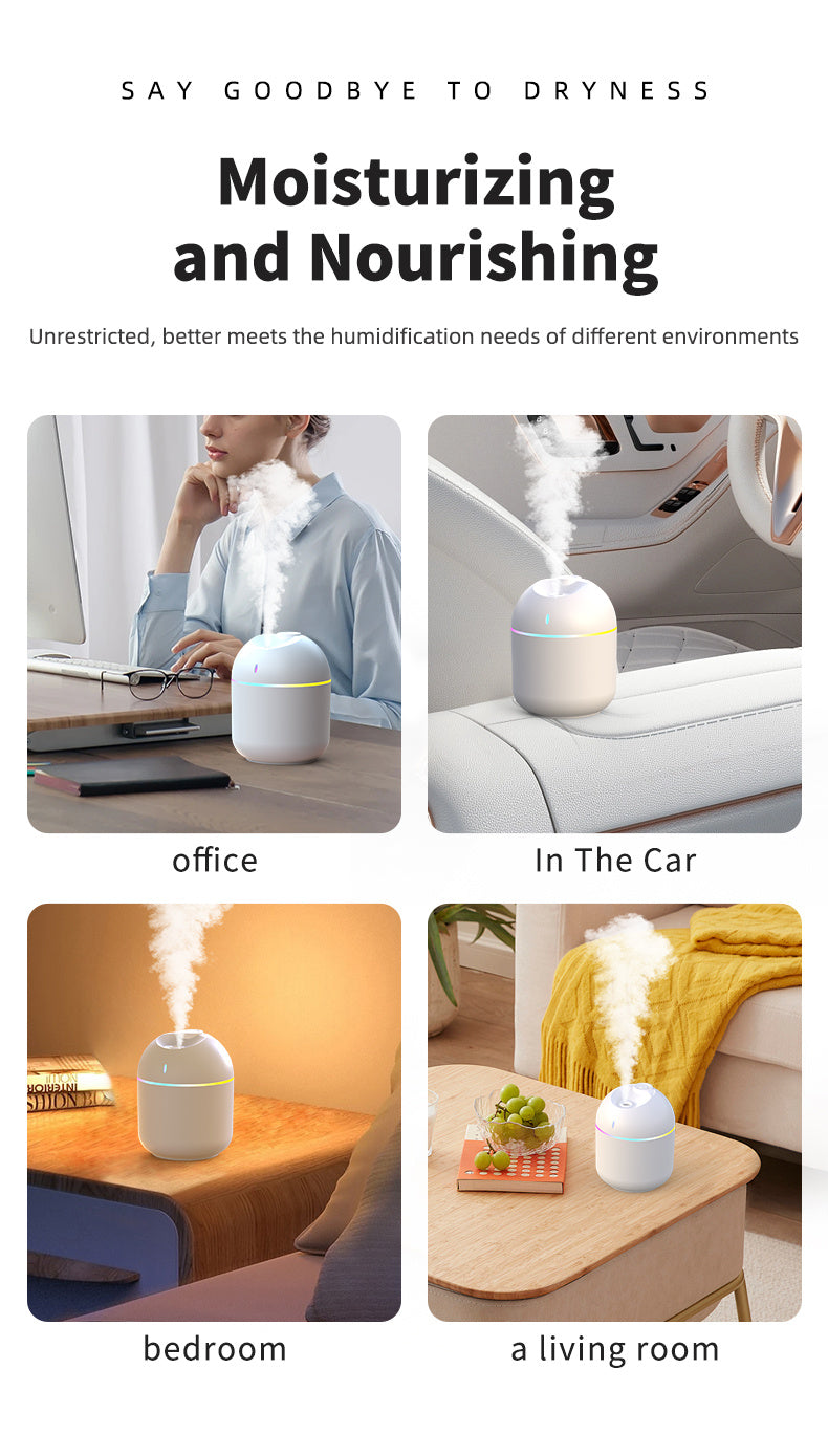 270ML Air Humidifier Cool Mist Aroma Diffuser LED Night Light power-off protect USB Humidificador For Home Office