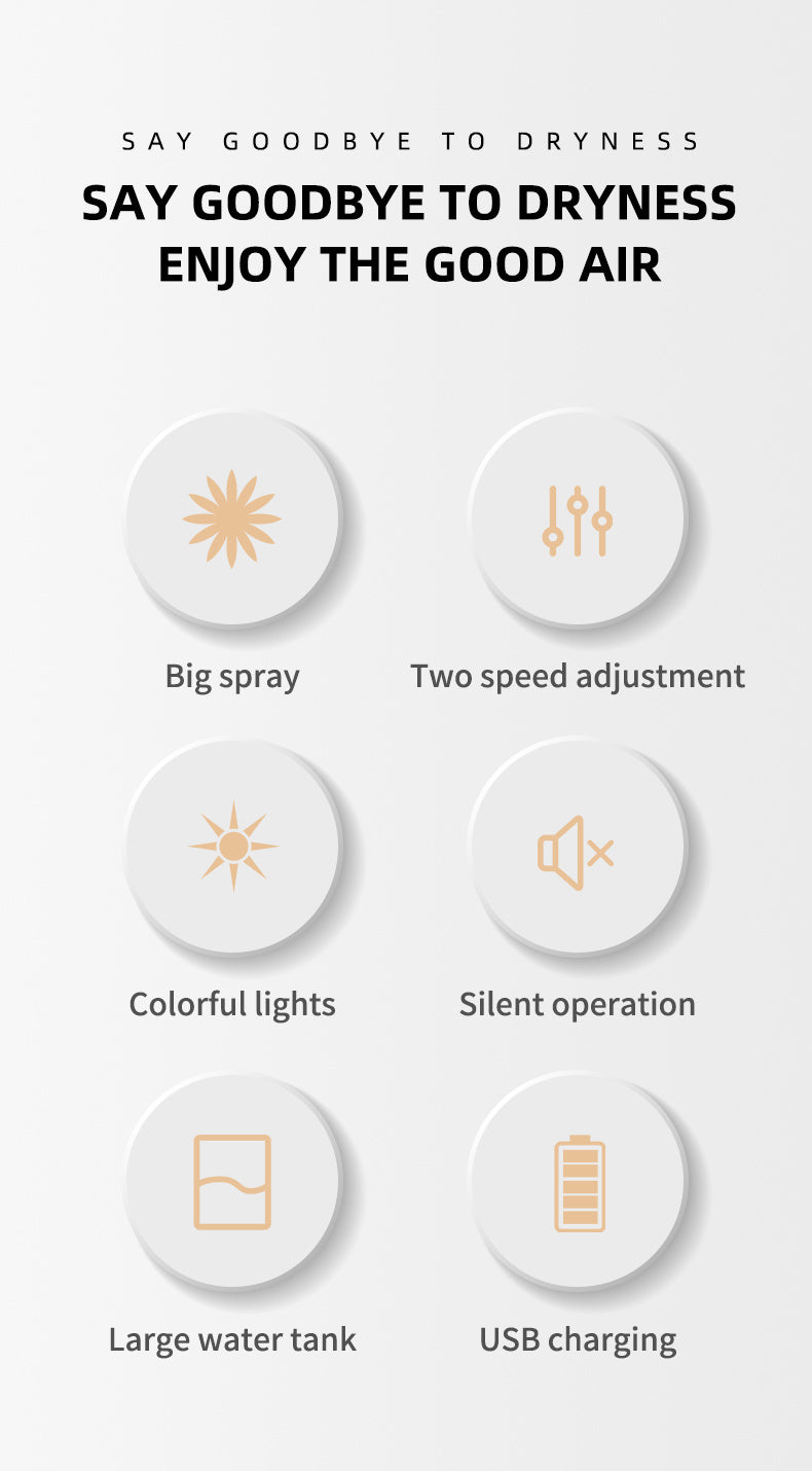 270ML Air Humidifier Cool Mist Aroma Diffuser LED Night Light power-off protect USB Humidificador For Home Office