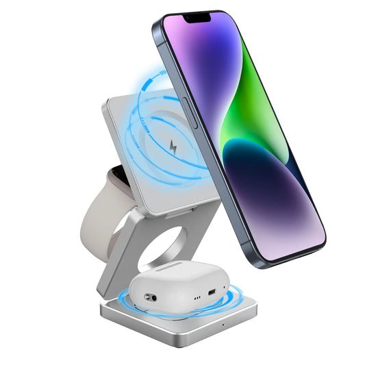 15W Magnetic Trifold Wireless Charger & Mobile Phone Charging Stand,Charging for iPhone 16 15 14 13  ,for Aipods & IWatch