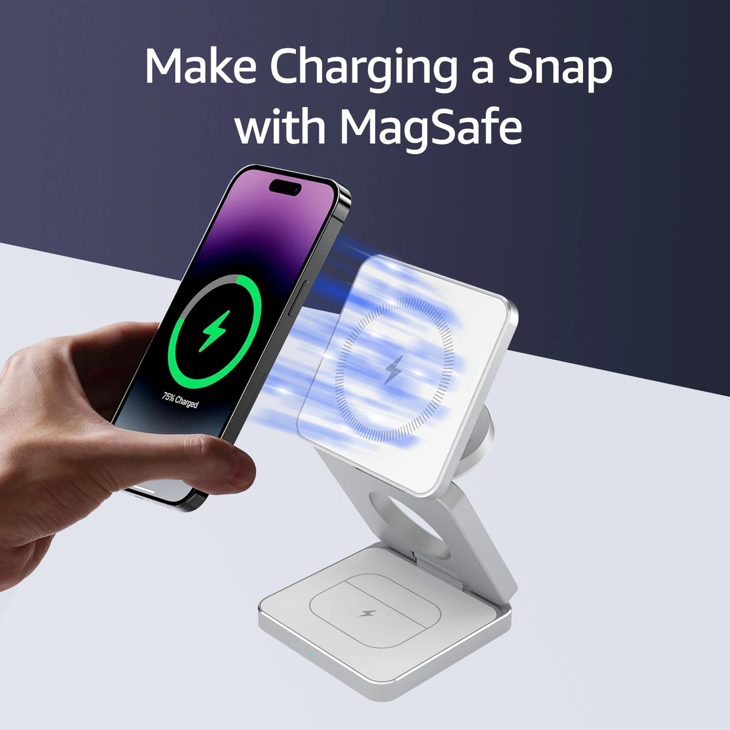 15W Magnetic Trifold Wireless Charger & Mobile Phone Charging Stand,Charging for iPhone 16 15 14 13  ,for Aipods & IWatch