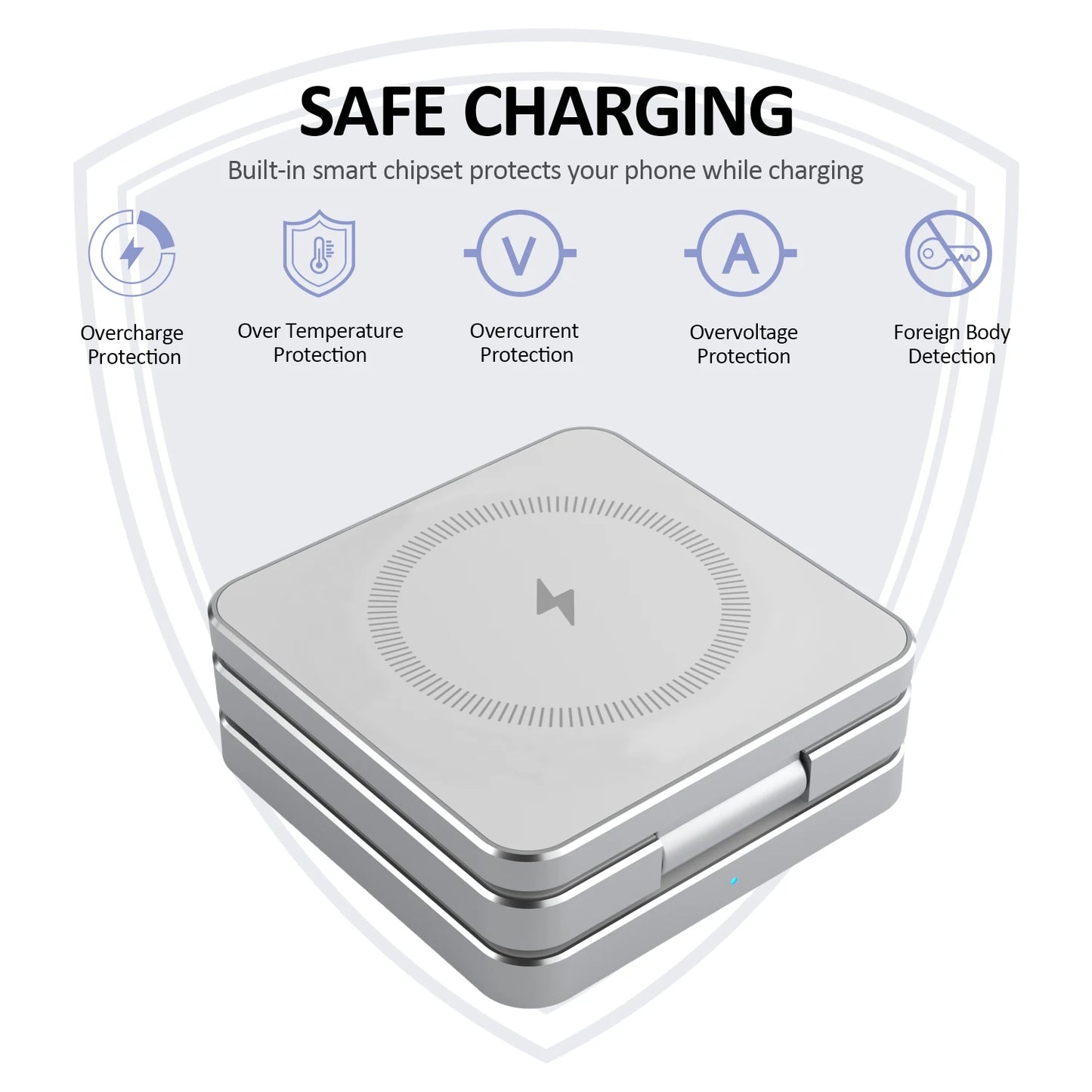 15W Magnetic Trifold Wireless Charger & Mobile Phone Charging Stand,Charging for iPhone 16 15 14 13  ,for Aipods & IWatch