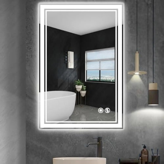24 X 36'' Led Mirror for Bathroom Anti-Fog 3 Colors Dimmable Bathroom Mirror with Lights Brightness Lighted Vanity Mirror Wall